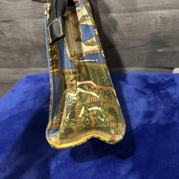 African Animals Handbag Purse Small/Cross Body Beaded Safari Neutral Tan Blue - Picture 6 of 11